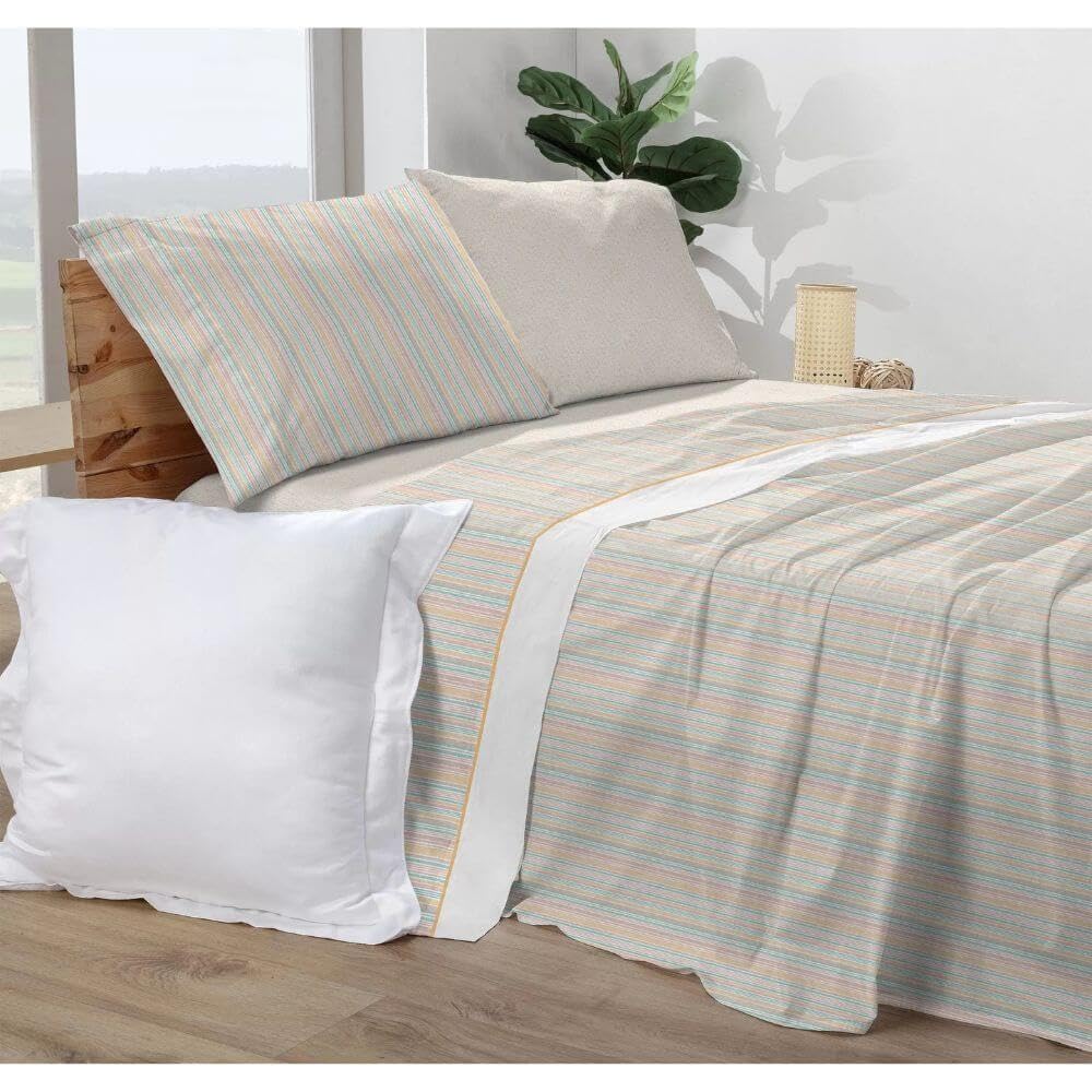 Parure de lit 90 cm Manterol pour raviver une chambre sombre grâce aux rayures multicolores