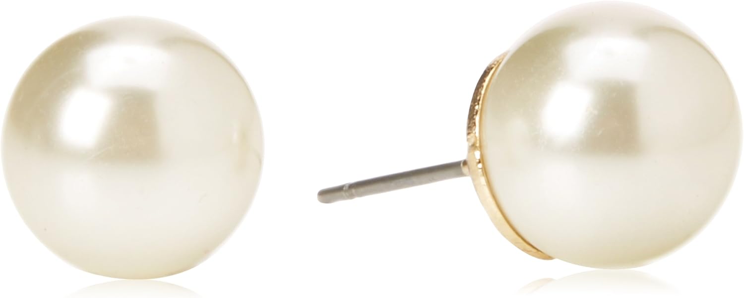Anne Klein Women's Pearl Stud Earrings, Layered Statement Fashion Jewelry for Everyday and Evening Wear