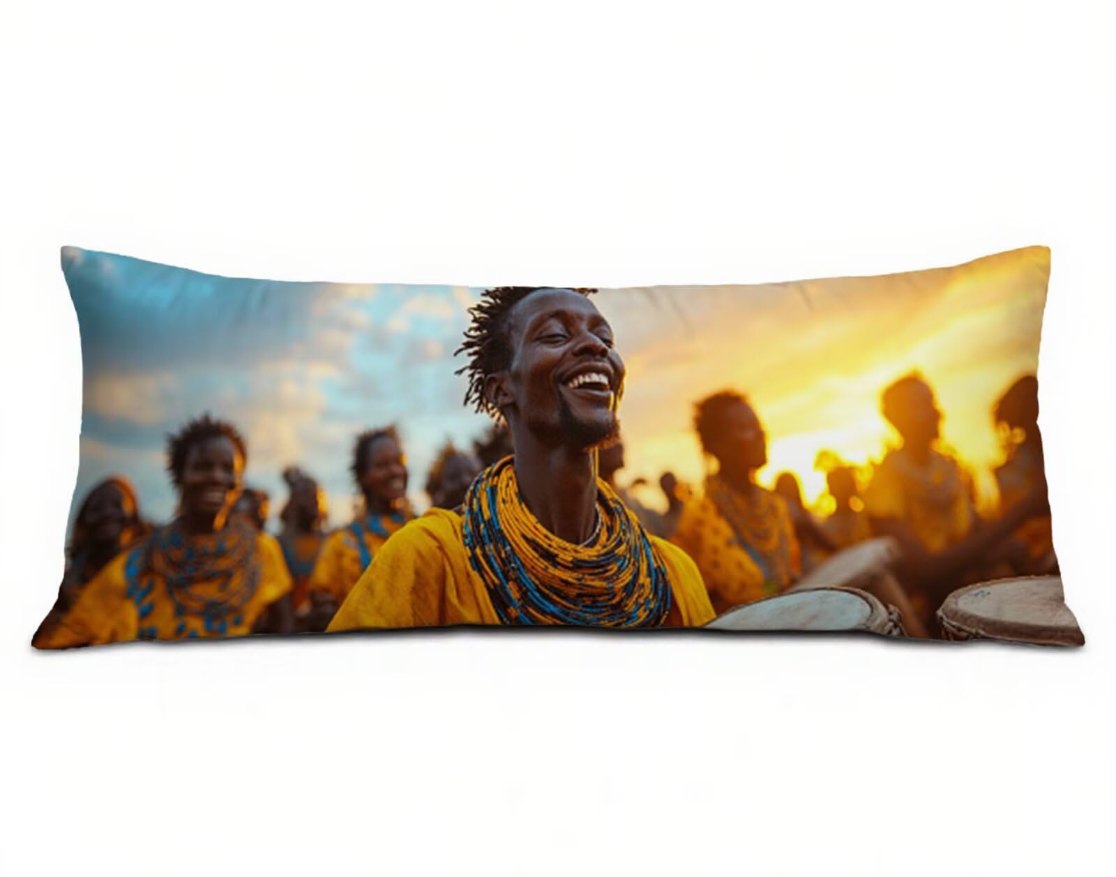Seitenschläferkissen Bezug 60 x 180 cm Afrika Seitenschläferkissen mit Unsichtbarem Reißverschluss, Samt Atmungsaktiv und Weich Schwangerschaftskissen Body Pillow Mann, für Deko Wohnzimmer Sofa R-8608