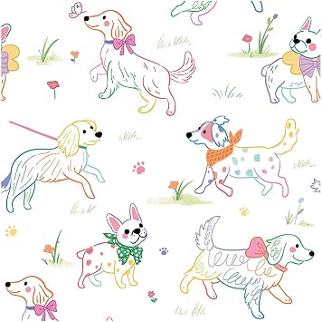 Floralplus Peel and Stick Dog Wallpaper Funny Puppy Removable Wallpaper
