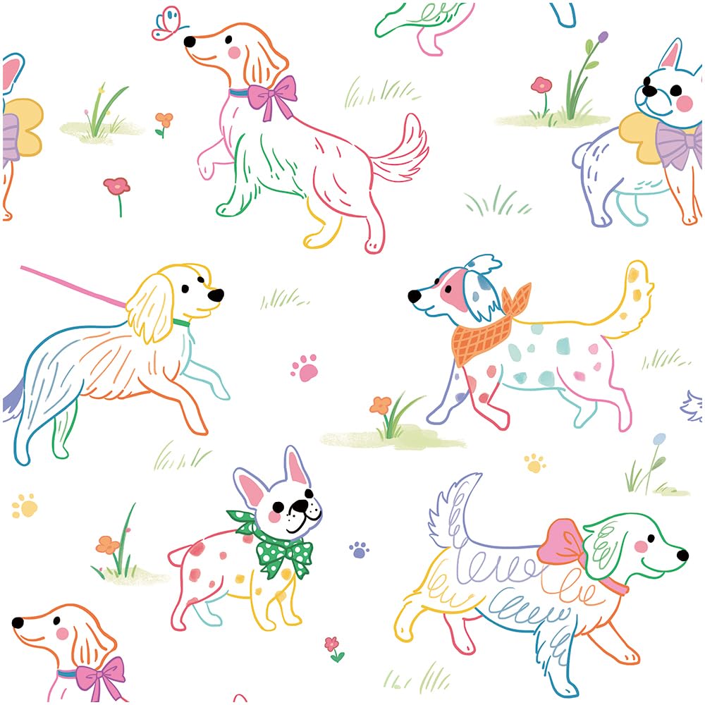Floralplus Self Adhesive Dog Wallpaper Peel and Stick Wallpaper for Bedroom