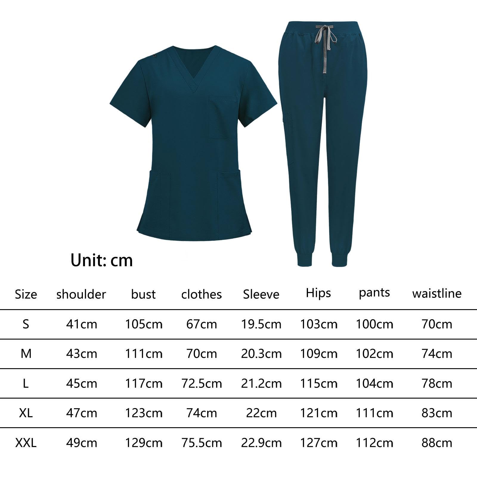 kowaku Uniforme de Enfermera Set Completo Mujer Blusa Pantalón Poliéster Transpirable con Gancho para Y Bolsillos Adecuado para Trabajo Sanitario