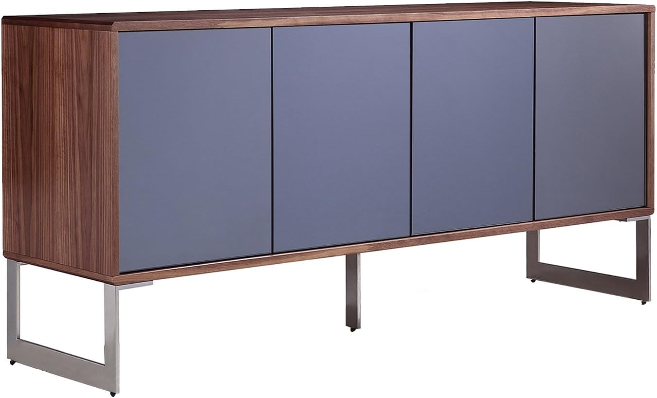 Casabianca Furniture CUADRO Walnut Veneer w Mirrored Glass Buffet by Casabianca Home 71 W x 20 D x 30 H in in,