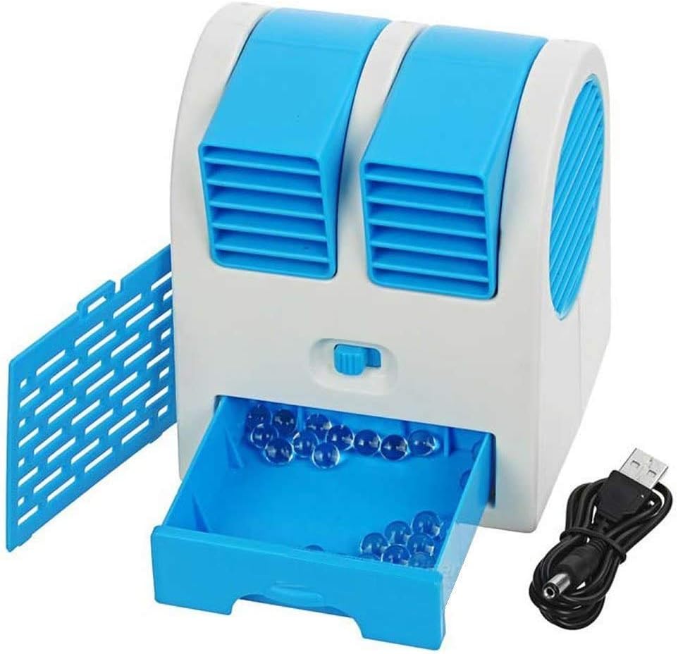 Credly Mini Fan & Portable Dual Bladeless Small Air Conditioner Water Air Cooler Powered by USB & Battery Use of Car/Home/Office (Multicolor)