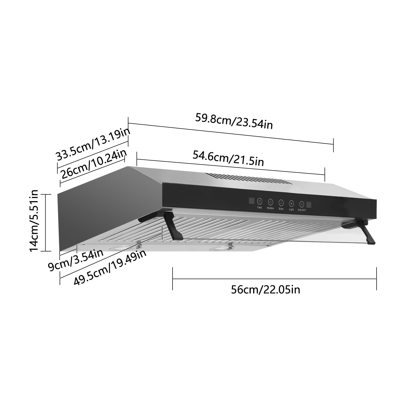Cappa aspirante sottopiano 60 cme LED, cappa aspirante, 500 m³/h argento