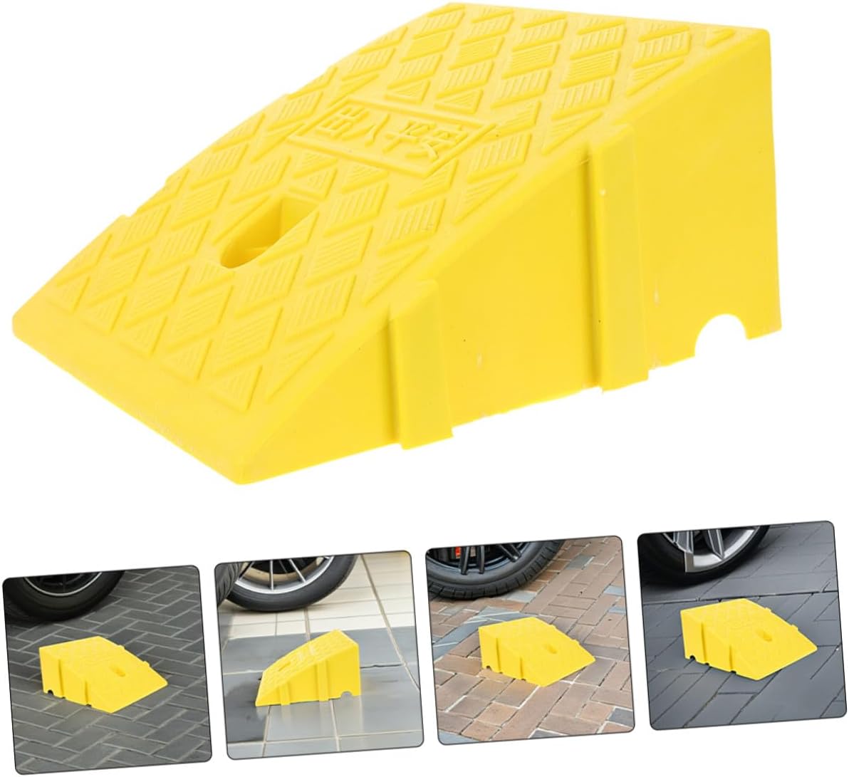 Plastic Non-Slip Threshold Ramp Clips Yellow 250x270x110mm Curb Ramp for Home Steps and Scooter Access for Doorway Use
