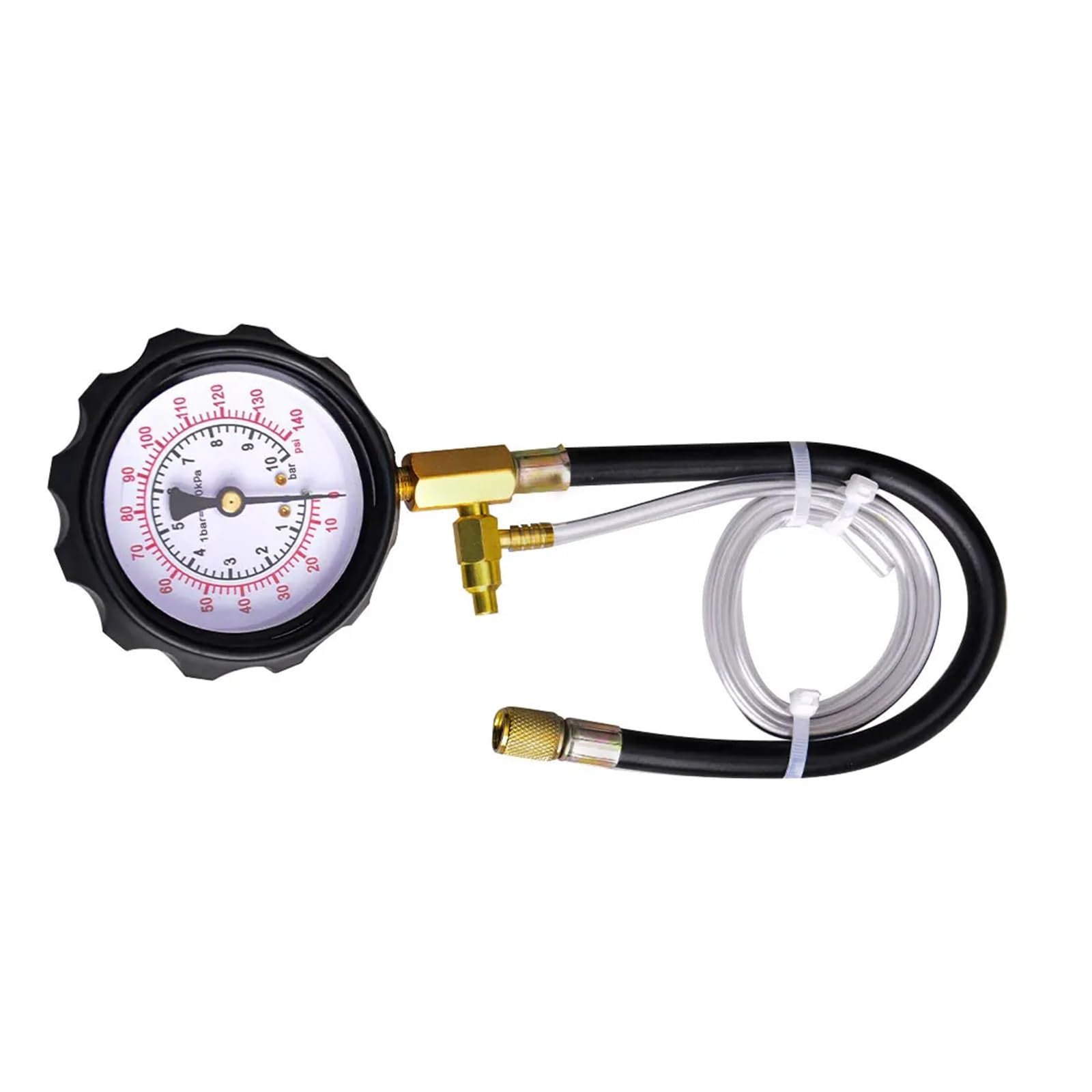 Auto 0~10Bar Sostituibile Compressione di Iniezione di Carburante Manometro Tester Kit di Strumenti con Valvola E Tubo di Scarico 0-140psi per Auto, Moto, Camion