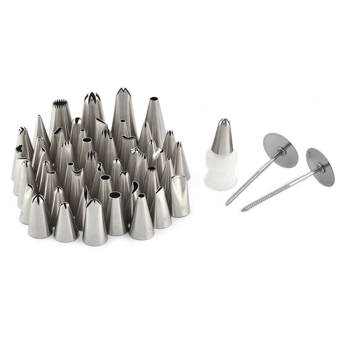 Ruilogod Gâteau en acier inoxydable Décoration Piping pâtisserie Buses Conseils Tool Set 52 en 1