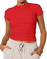 Vista 10 de Camisetas básicas de manga corta con cuello redondo para mujer de verano Y2K, lindas para salir, camisetas estilo bebé