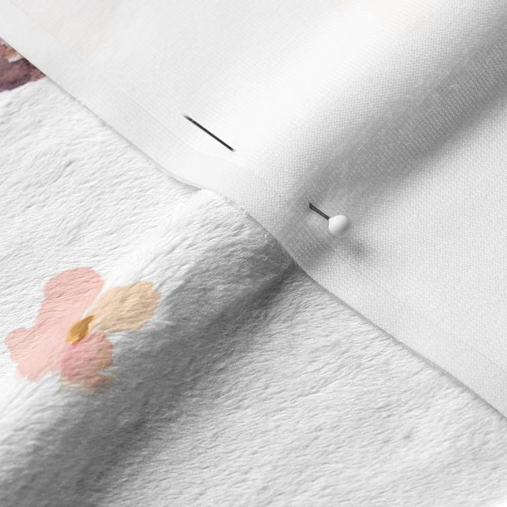 Spoonflower Fabric - Dream Big Little Pink Floral Catcher Fat Girl Nursery Boho Flowers Printed on Minky Fabric by The Yard - Sewing Baby Blankets Quilt Backing Plush