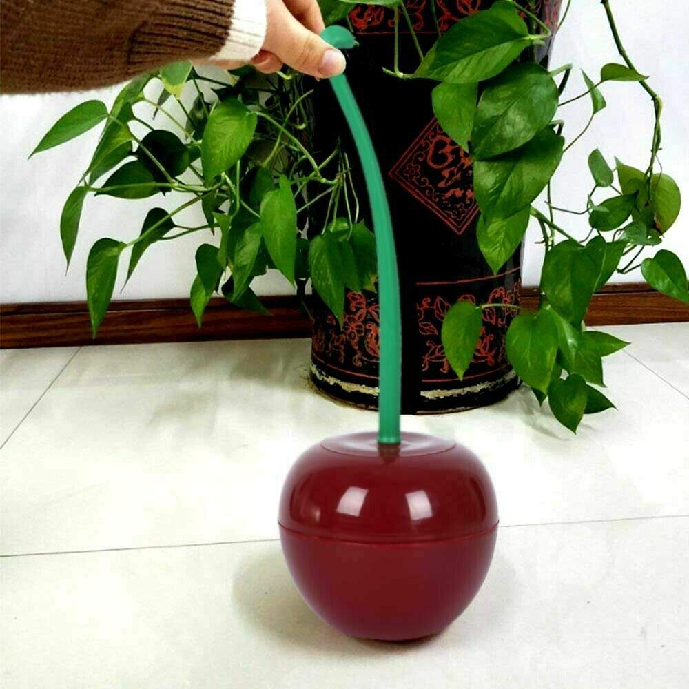 Ausuky Green,Random,White Creative Toilet Brush Holder Cherry Shape Standing Wc Cleaning Bathroom Accessories (Wine Red)