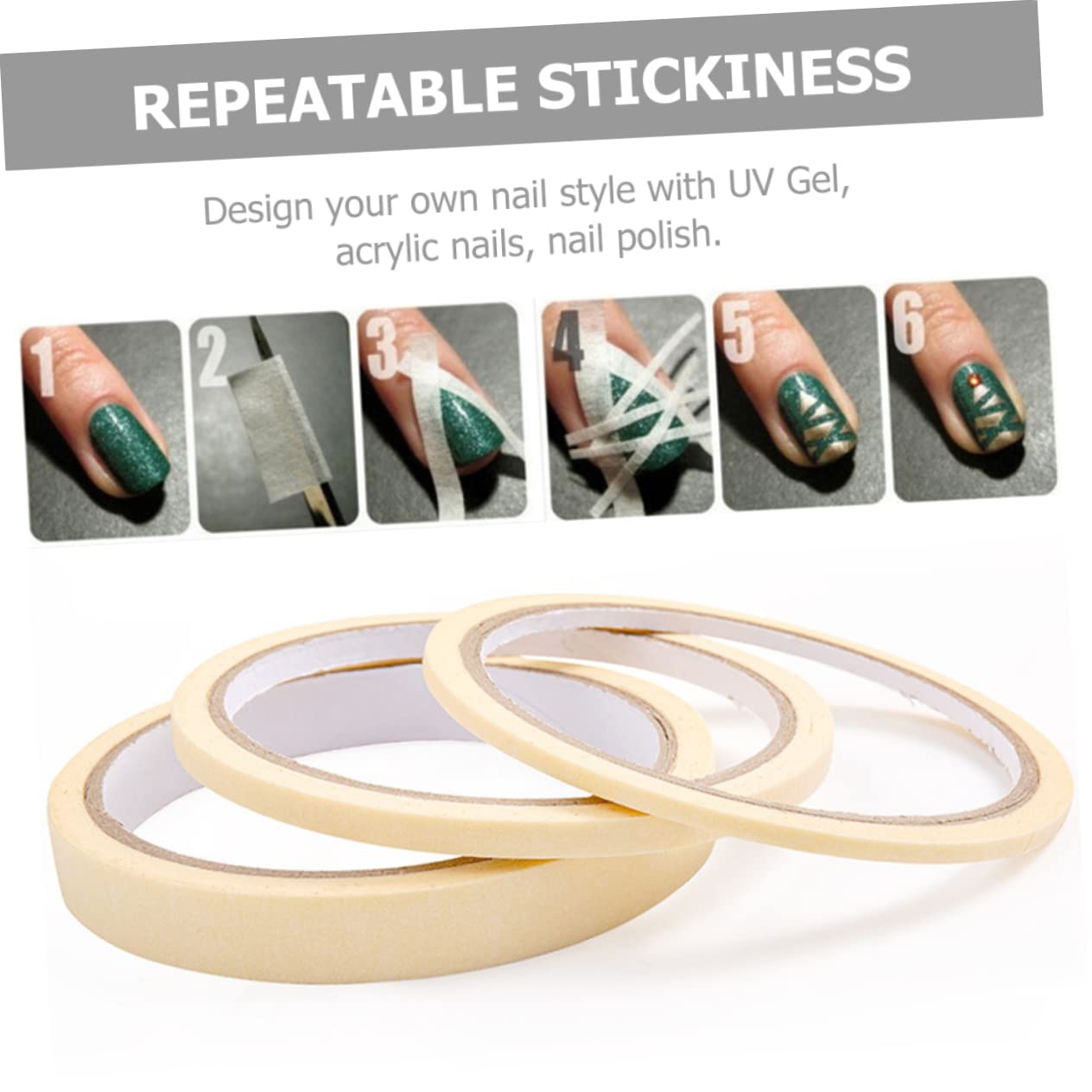 Healeved 18rollos Cinta Adhesiva Para Arte De Uñas De Cinta De Enmascarar Para Salones y Uso Casa Para Separar Esmalte De Uñas No Tóxica Ácido