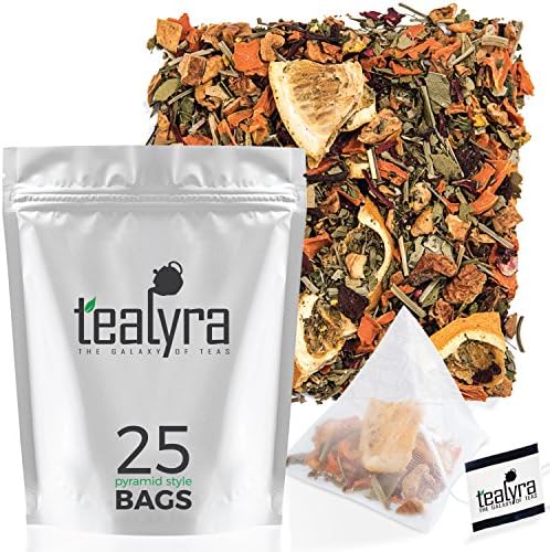 Tealyra - Orange Lemonade - 25 Bags - Hibiscus - Eucalyptus - Lemongrass - Herbal Fruity Loose Leaf Tea - Vitamins-Rich - Boost Immune System - Caffeine-Free - Pyramids Style Sachets