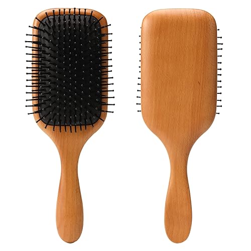 olelo Cepillo de pelo de madera natural para cabello grueso, rizado, fino, largo, corto, húmedo o seco, respetuoso con el medio ambiente, cepillo de