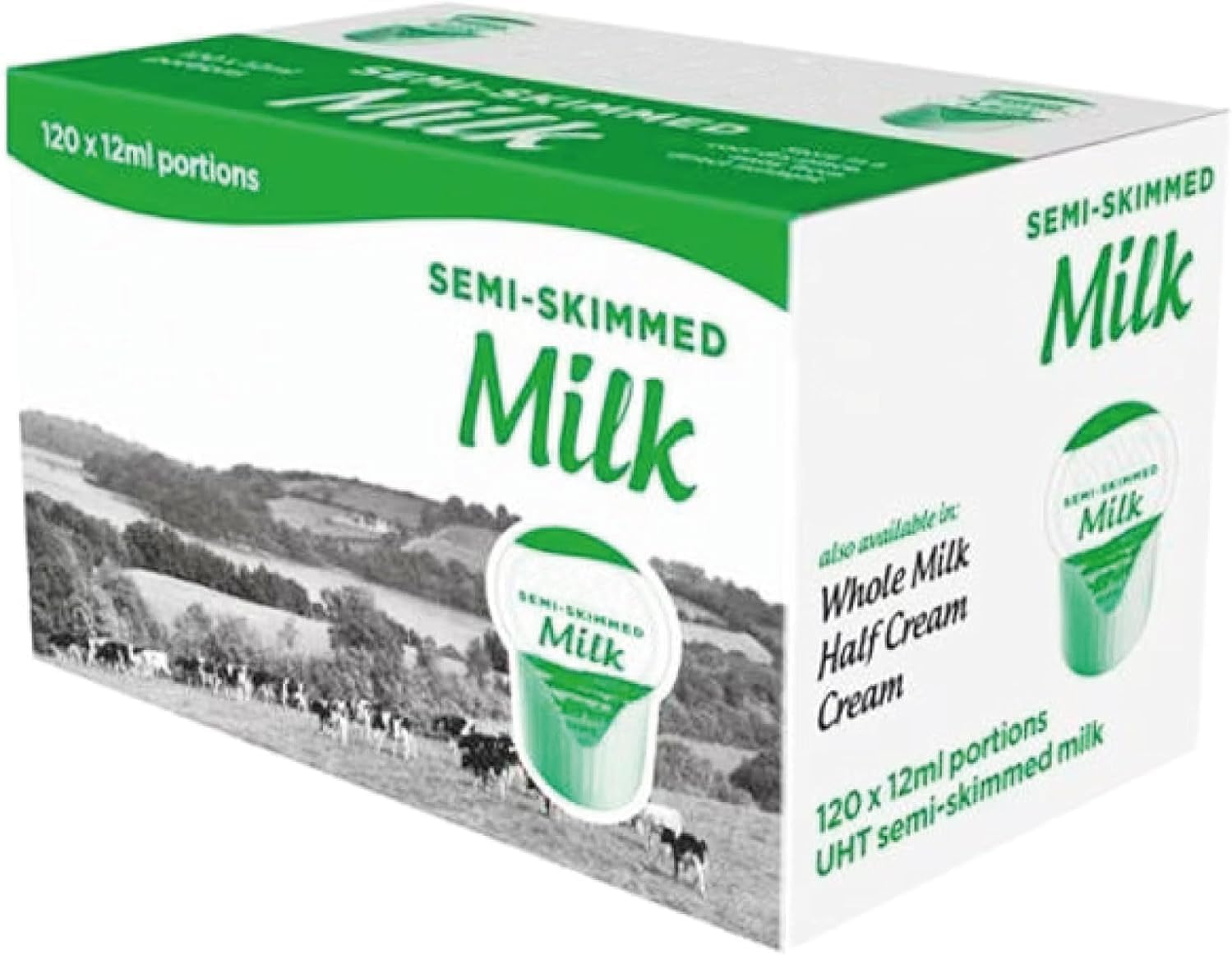 Lakeland Semi-Skimmed Milk Pots 12ml – Pack of 120 | Single-Serve Portions for Tea & Coffee | Ideal for Home, Office, Cafés & Catering