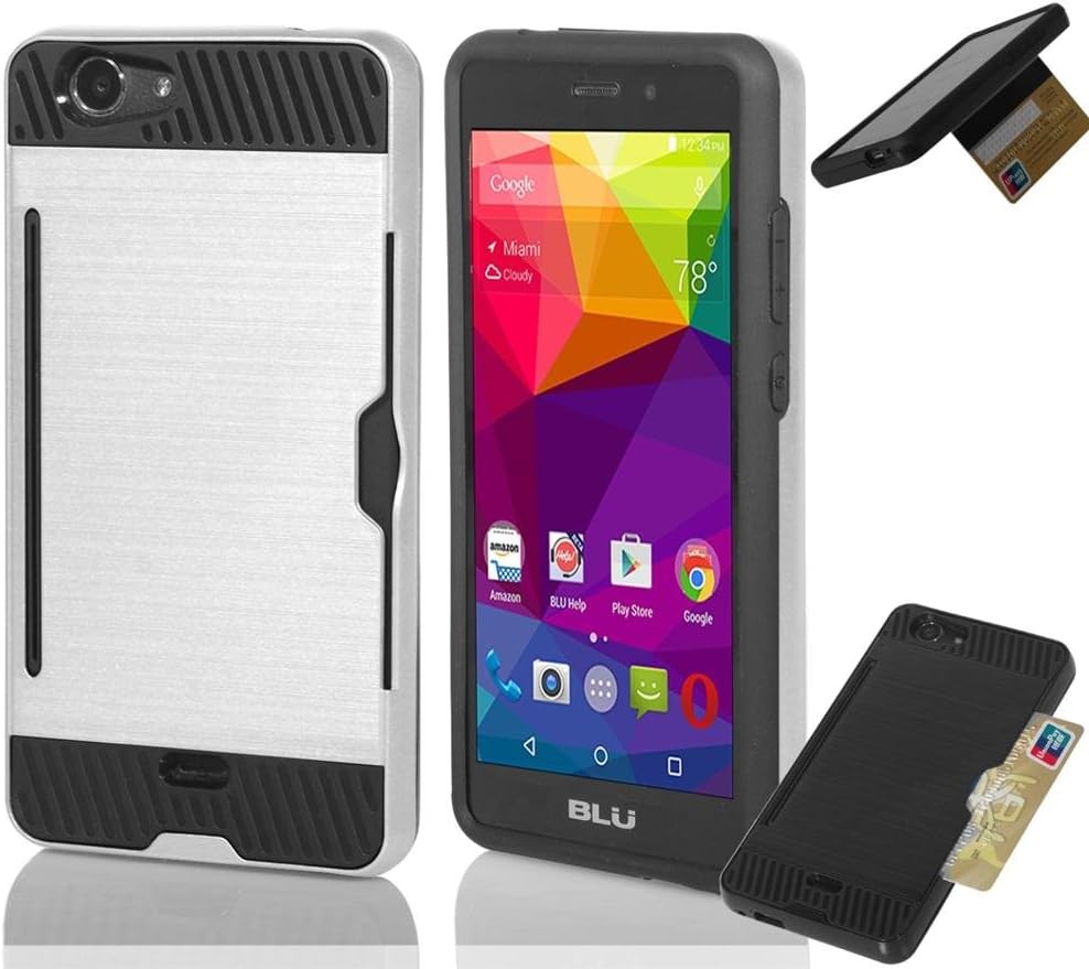 BLU Life XL (L050U) {NFW} Tough Hybrid Armor Shock Dual Layer Resistance Proof Case Cover (VGC Silver)