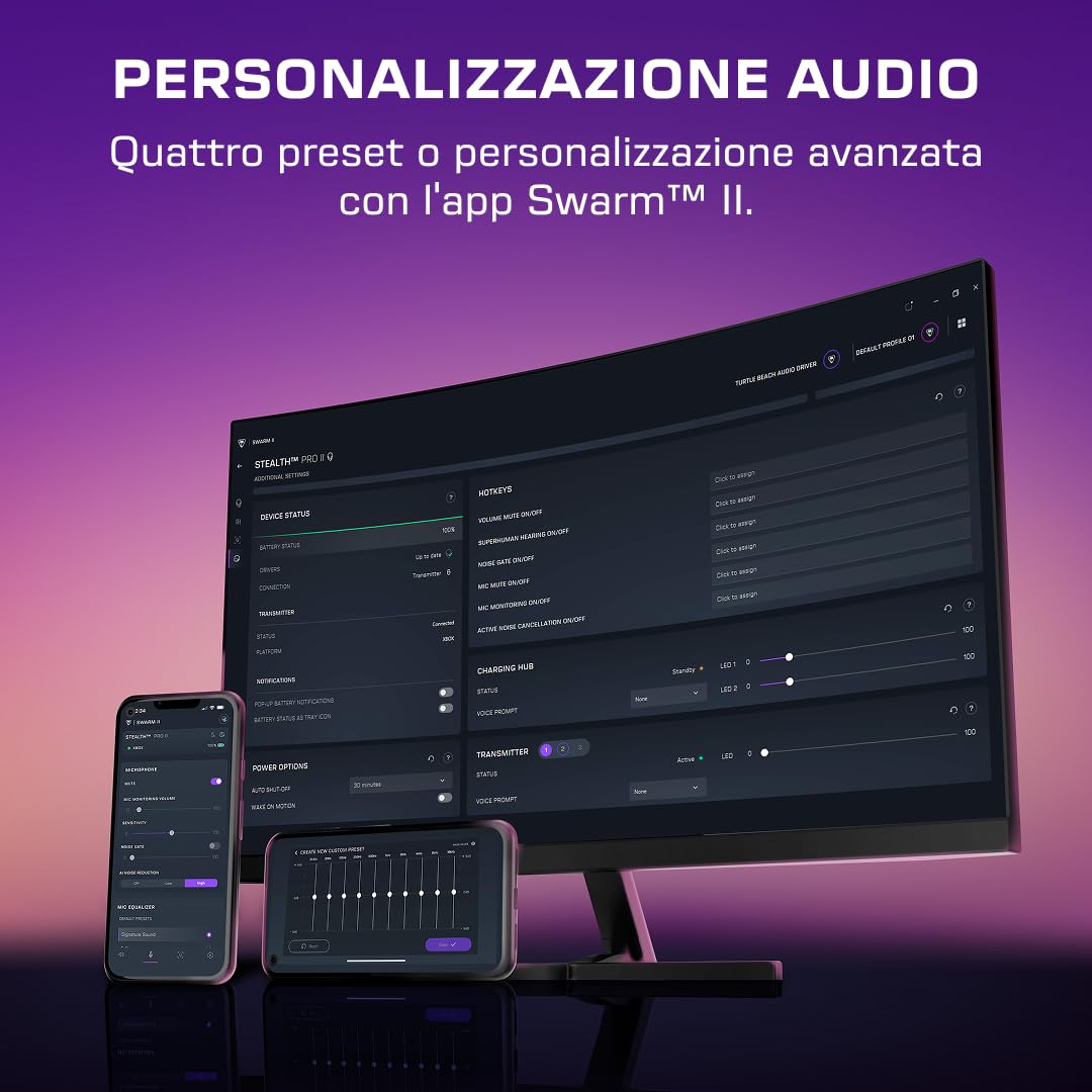 Turtle Beach Stealth Pro II Nero – Cuffie da gioco wireless premium per PC, Xbox Series X|S, PS5, PS4 con audio Hi Res wireless certificato, audio spaziale Dolby Atmos, riduzione attiva del rumore