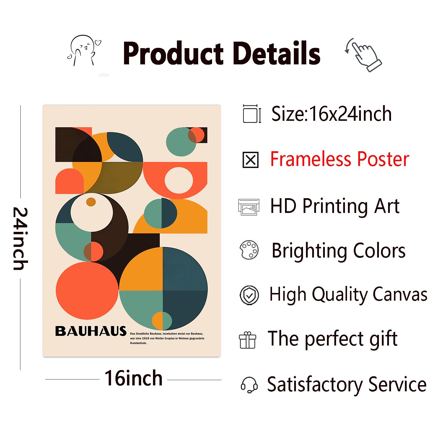Amazon.co.jp: バウハウスキャンバスウォールアート 抽象幾何学絵画