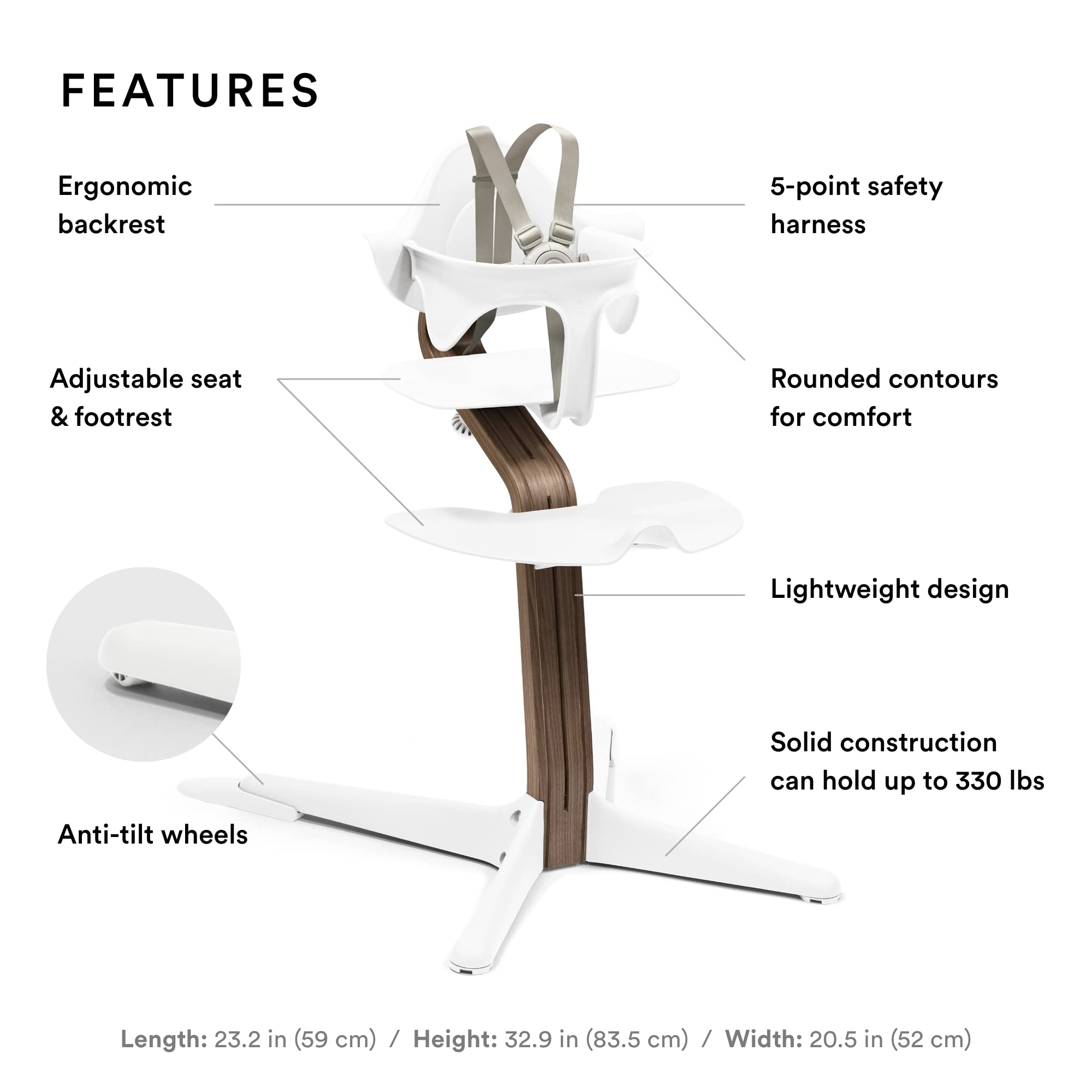 Amazon.com : Stokke Nomi High Chair, White/Walnut - Inspires