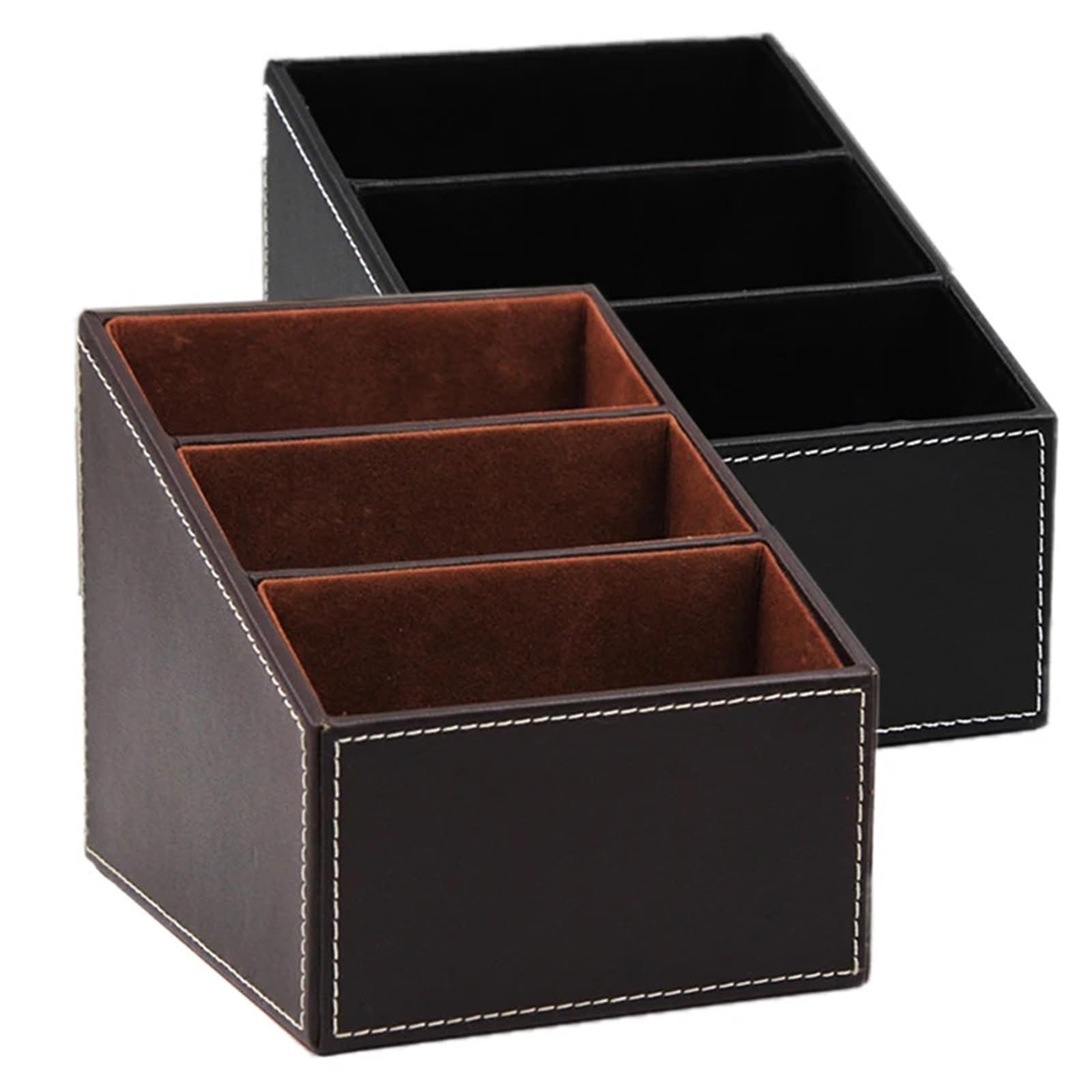 Fernbedienungs-Organizer, Leder-Fernbedienungshalter, Desktop-Organizer, Aufbewahrungsbox for Telefon, Büro, Kosmetik Für Fernbedienung(Black)