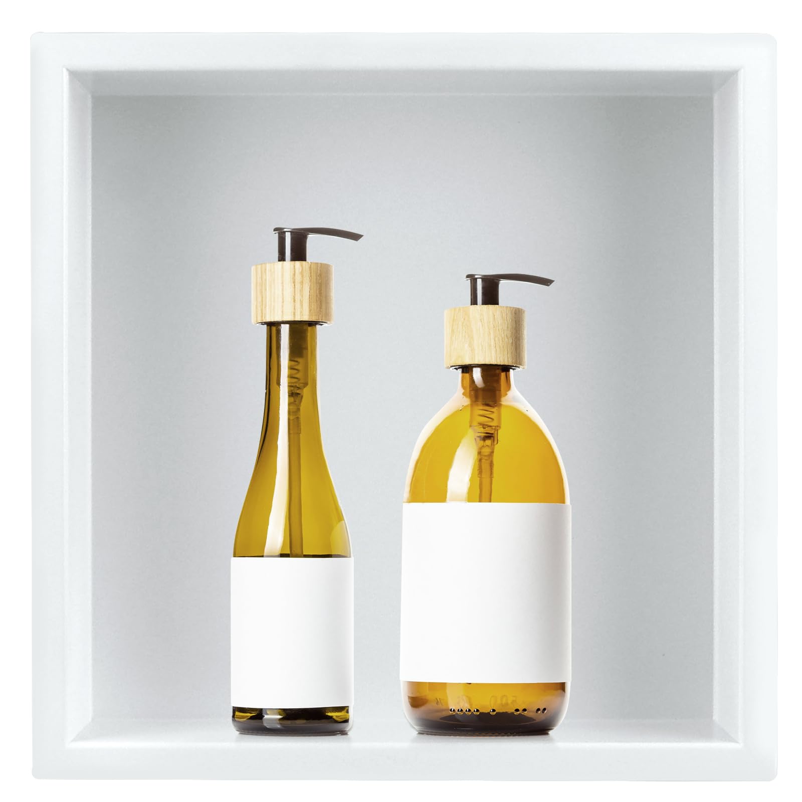 Sanbege 12"×12" Stainless Steel Shower Niche, Recessed Shower Caddy, Bathroom Shelf Insert Fits for 11"x11" Wall Hole Installation (Matte White)