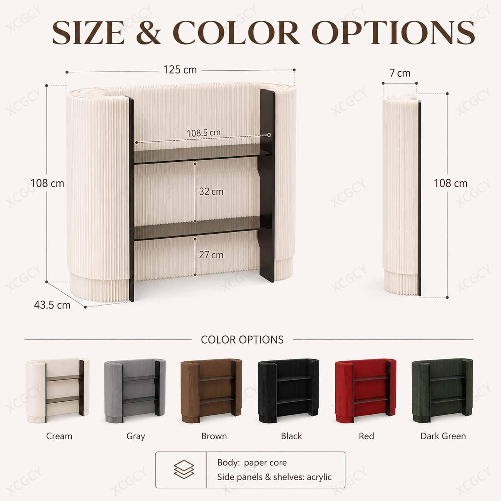 Banco Cassa Curvo E Portatile, Bancone Reception Pieghevole per Esposizioni, Reception con 2 Ripiani in Acrilico, Bancone Cassa Compatto per Boutique, Salone, Spa E Hall White