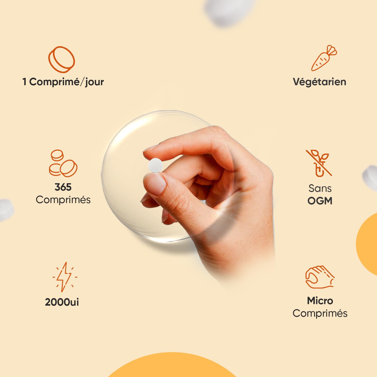 Vitamine D3 K2 MK7, 365 Micro-Comprimés Végétariens (pour 1 An), Combinaison Vit D3 2000UI Cholécalciférol avec Vitamine K2 MK7 200μg Ménaquinone, sans Stéarate de Magnésium