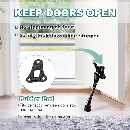 Miniatura 4 de Topes de puerta, tope de puerta abatible de 6 pulgadas, punta de goma antideslizante, tope de puerta resistente de un solo toque para parte inferior