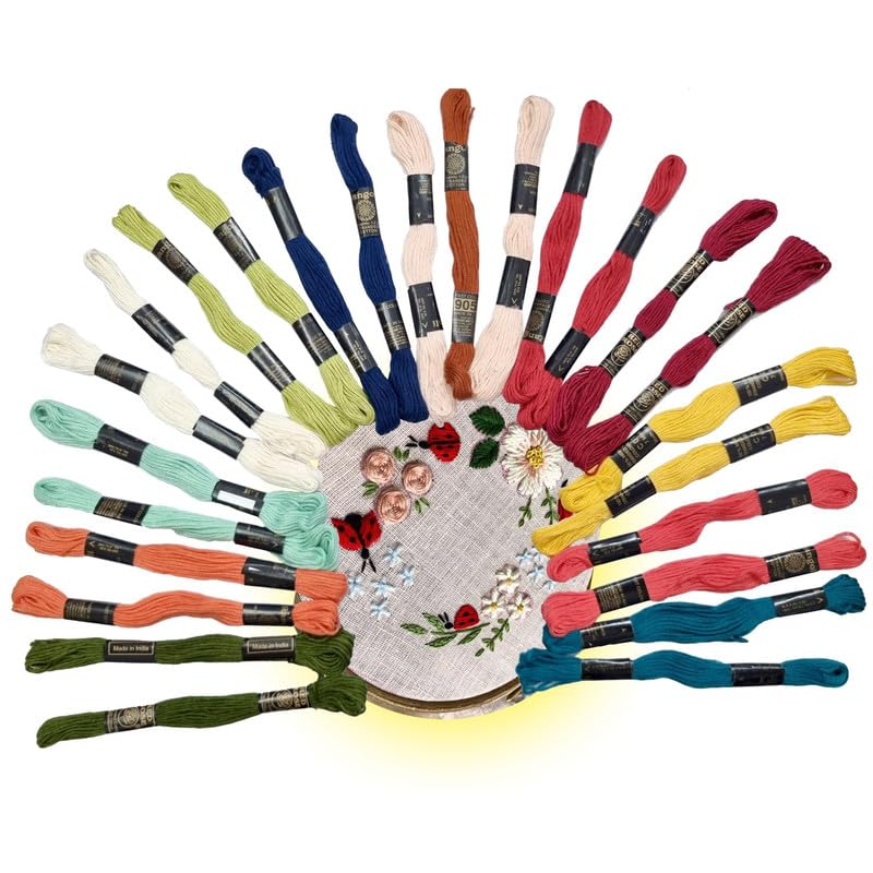 Aakriti Rainbow Embroidery Floss Skeins Friendship Bracelets Floss Embroidery Thread Cross Stitch Floss, Mixed Colour Thread for DIY Craft Work Color May Vary (25pcs Embroidery Thread) 2