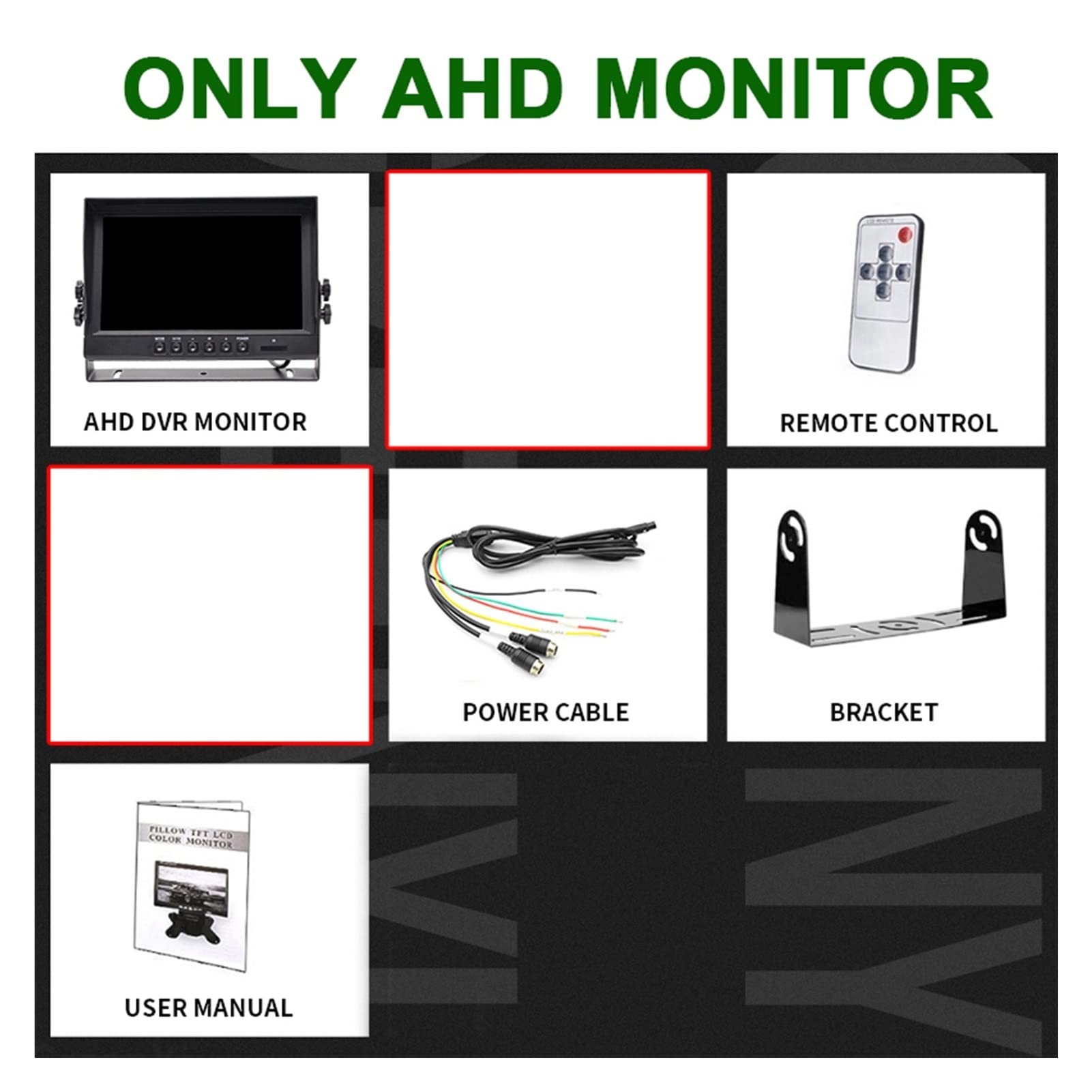 AHD 192. 0x1080p 9 cali IPS. Pojazd autobusu ciężarówek ekranu DVR. Monitor rejestratora z 2 kanałami z przodu IR AHD. Kamera parkingowa samochodowa Łatwa instalacja(Only AHD IPS Monitor)
