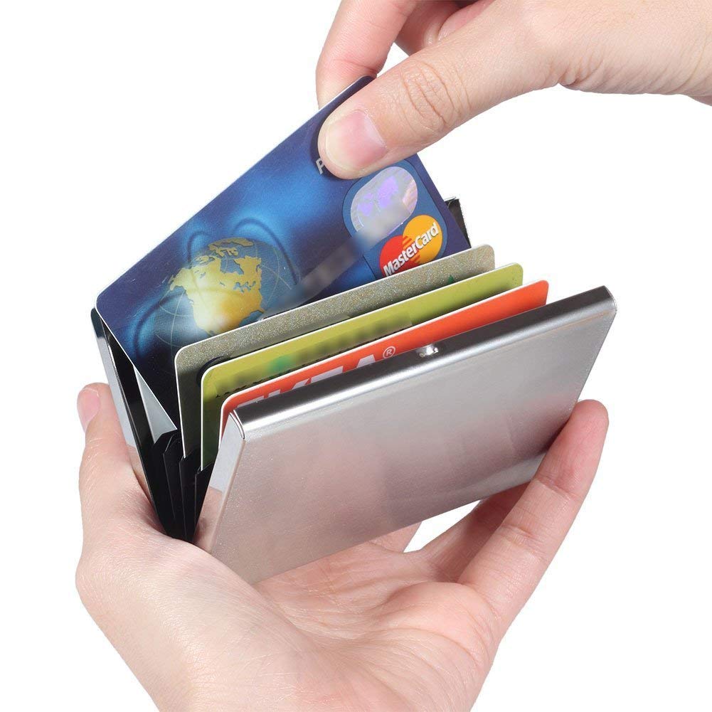 RFID Blocking Stainless Steel Card Holder Case (Stainless Steel)