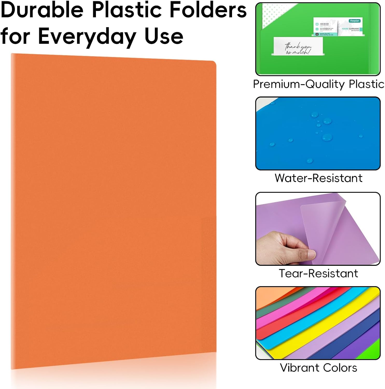 60 Pack Plastic Folders with Pockets, Letter Size, 10 Colors image 4
