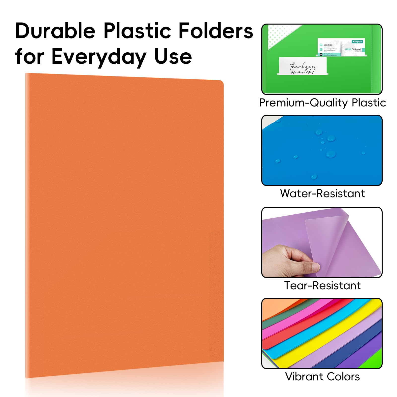 Lot de 40 chemises en plastique avec poches, format lettre, 10