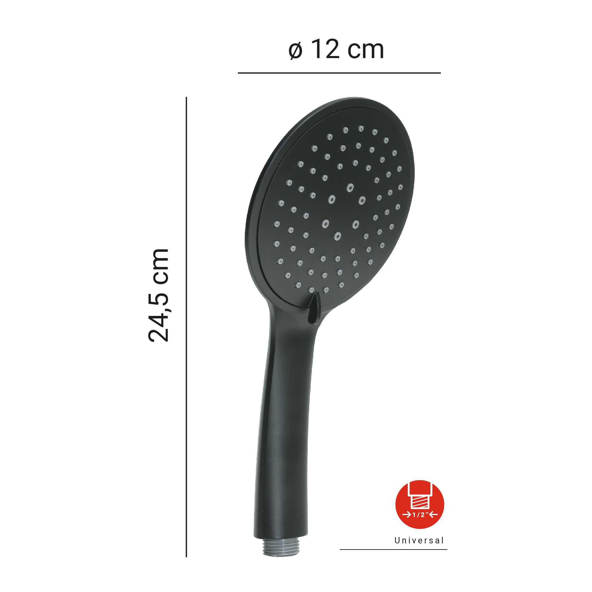 GEDY G-Tech 13, Doccetta per Doccia 3 getti, Soffione Doccia in ABS con Finitura Nera, 5 Anni di Garanzia, Design R&S, Filtro Doccia antisabbia Incluso
