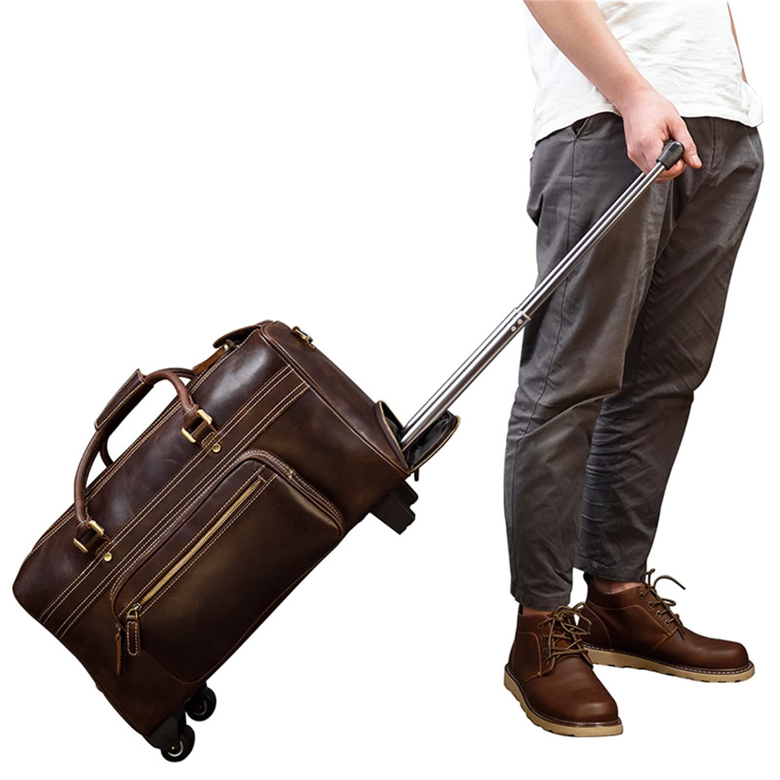 Bolso de Equipaje de Mano para Hombre Bolso de Viaje Cuero Retro for Hombres para Mujeres Hombres