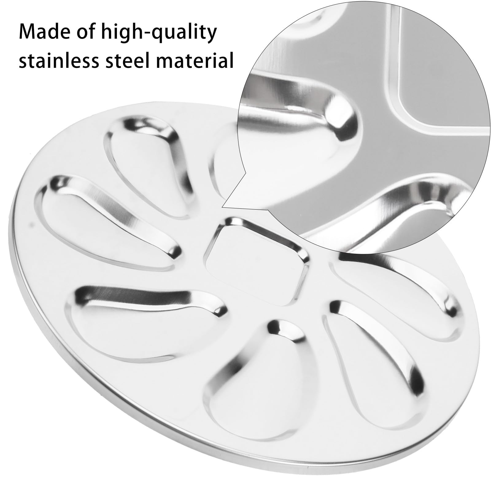 Lurrose Plato para Ostras de Acero Inoxidable 230X230X15 MM Bandeja Plana Ranuras para Mariscos y Aperitivos Utensilio de Cocina para Restaurante y Hogar Adecuado para Servir Ostras y