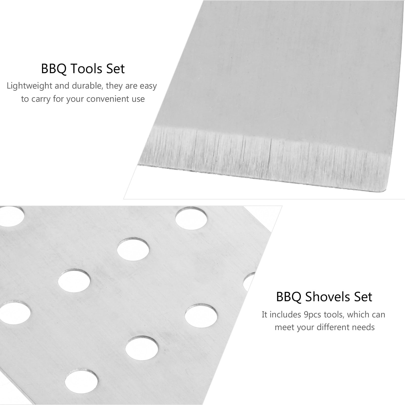 VICASKY Set Accessori Barbecue in Acciaio Inossidabile 9 Pezzi Leggero e Facile da Trasportare per Grigliate All'aperto