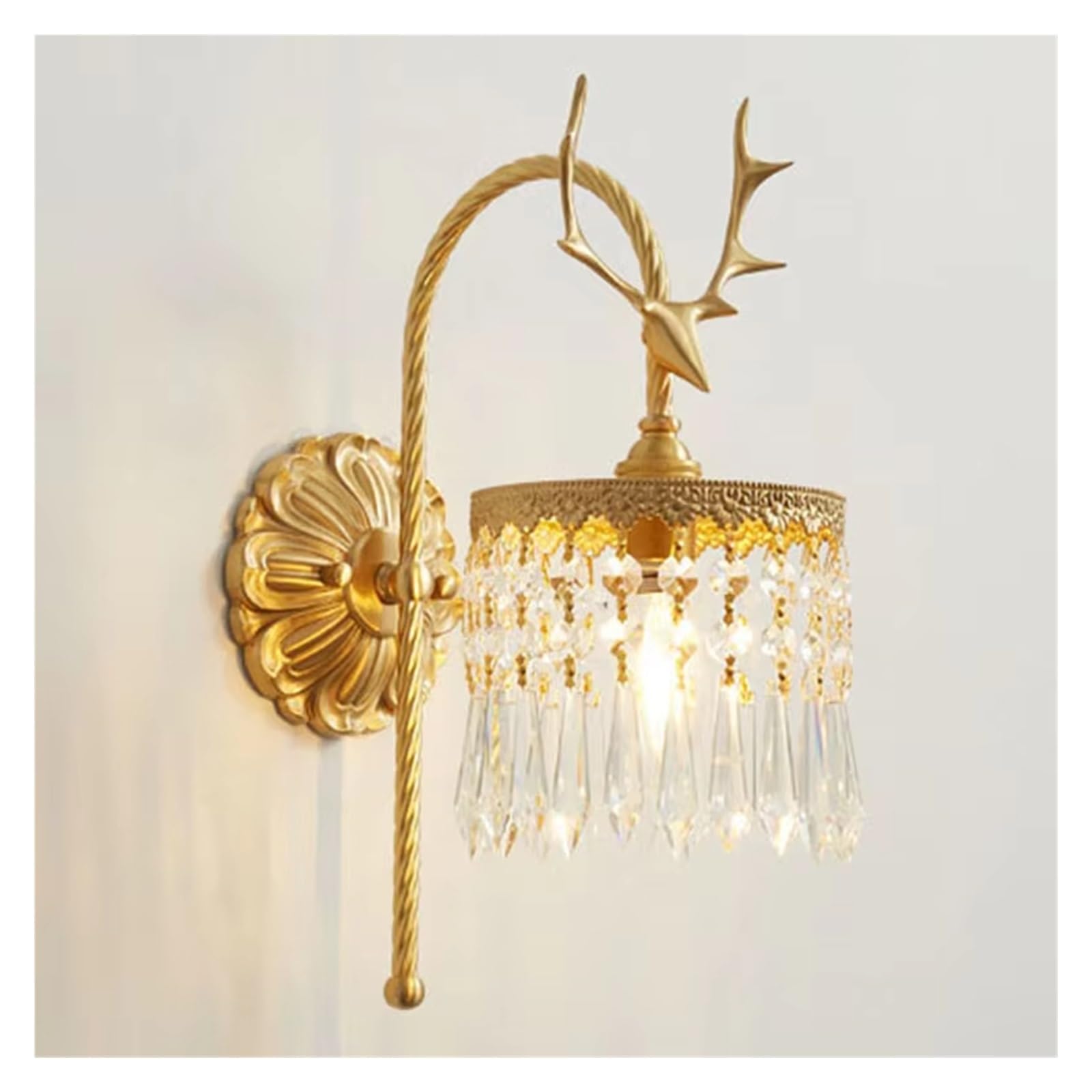 ZTCHSENZT Wall Lamp Creative European Style Villa Living Room Bedroom Bedside French Copper Led Lighting,Warm light