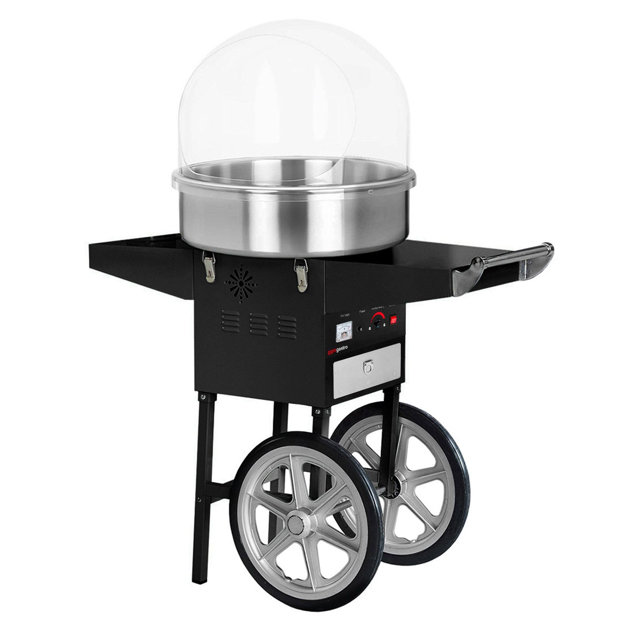 GGM Gastro | ZWET52S#SPSZWJ | Zuckerwattemaschine - Ø 520mm - 1,08 kW - Schwarz - inkl. Hygieneschutz