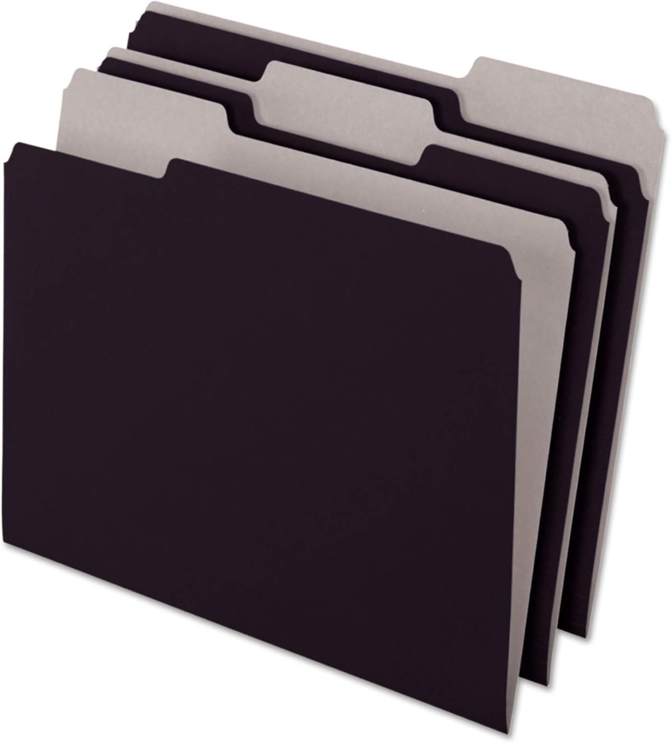 Pendaflex 421013BLA Interior File Folders 1/3-Cut Tabs Black/Gray 100/Box