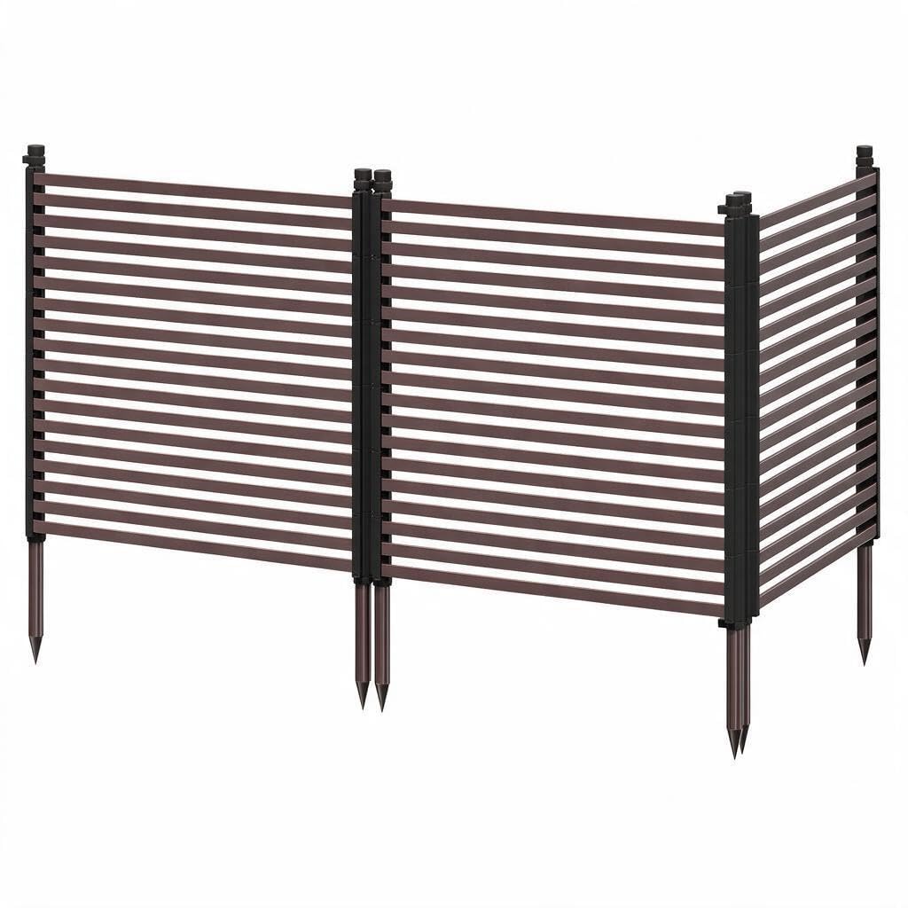 Dekorativer Gartenzaun 3-teilig aus PE und Eisen, Braun, 270 x 120 cm