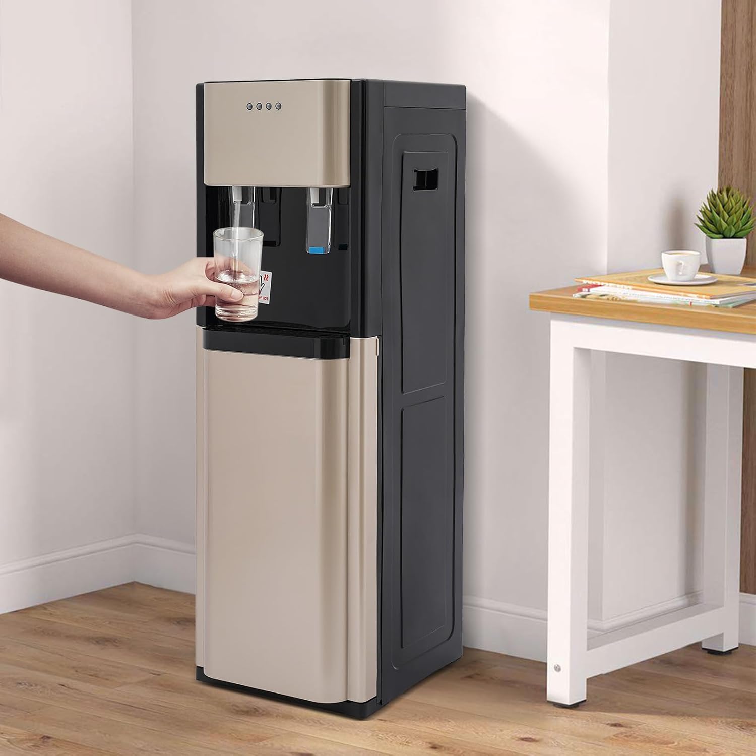 Bottom Loading Water Dispenser with Heating and Cooling Functions for Home and Office - Compatible with Max 5.28 Gallon Water Buckets, Effortless Access to Hot and Cold Water