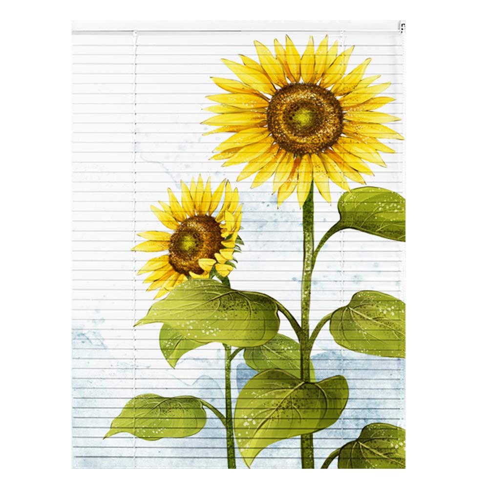 HWF Aluminiowe żaluzje weneckie ze wzorem słoneczników do sypialni salonu, zestaw montażowy w zestawie - 60 cm/80 cm/100 cm/120 cm/140 cm szerokości (rozmiar: 100 x 160 cm)