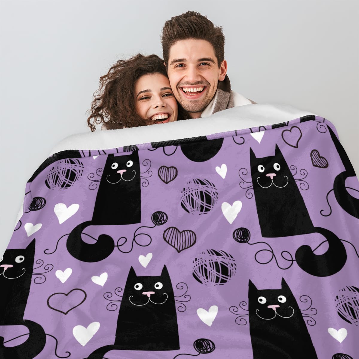 Katzendecke Mit Süßem Katzenmotiv – Weiche Flanell-Decke 127x152 Cm Für Couch, Bett & Reisen