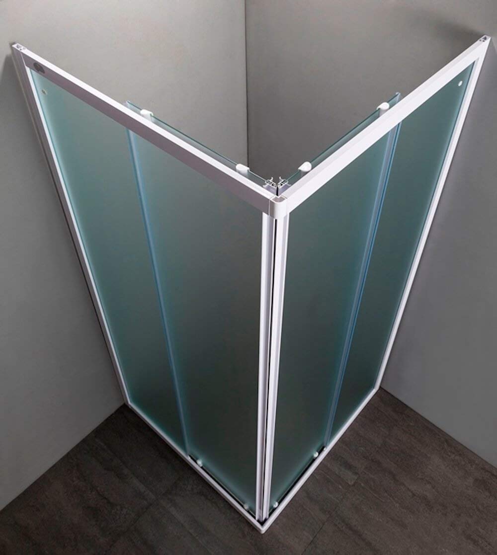 Box doccia in cristallo temperato 4 mm apertura scorrevole - 2 lati Profili Bianchi, 90 x 90 cm, H 185 cm OPACO