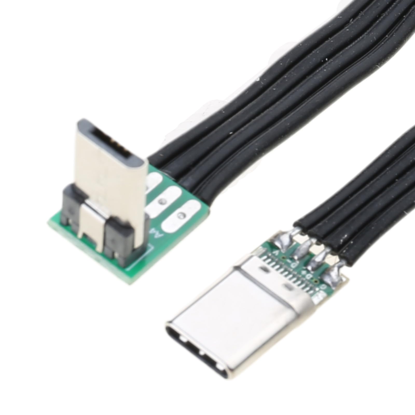 Fentency Short USBC Flat Thin Ribbon FPC Cable USB TypeC 90 Degree to MicroUSB for Data and Charging