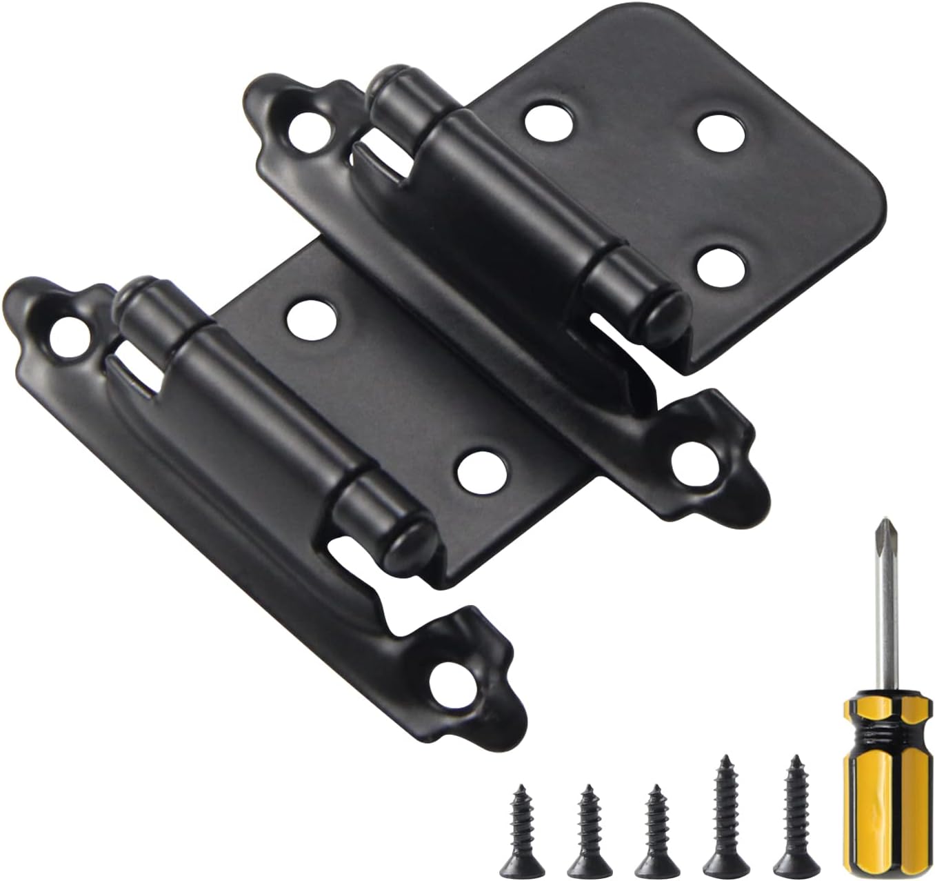 SVISNA 1/2inch Overlay Door Hinges Kitchen Hinges Black