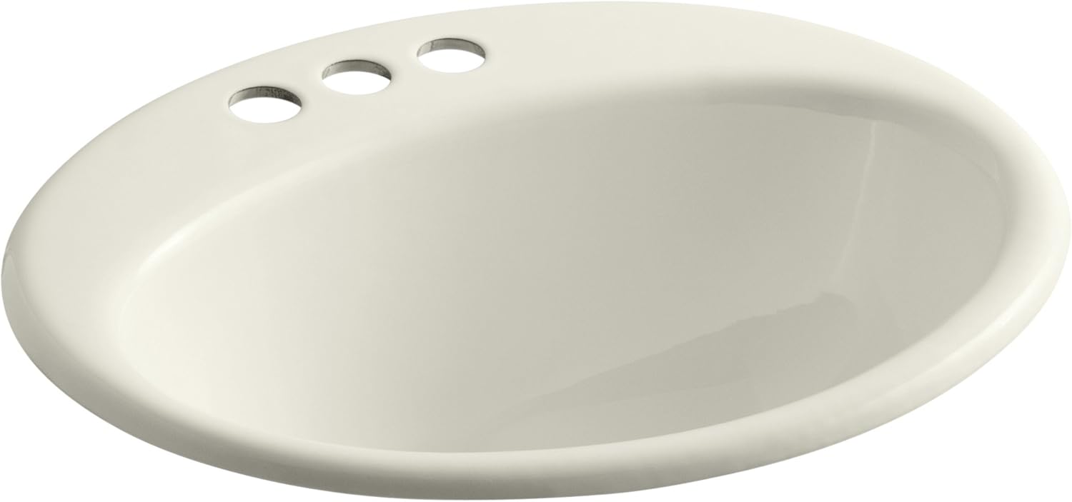 Hоlіdау Dеаlѕ 🛒 Kohler 2905-4-96 Cast Iron Drop-In Oval Bathroom Sink, 20.5 x 18.25 x 10 inches, Biscuit