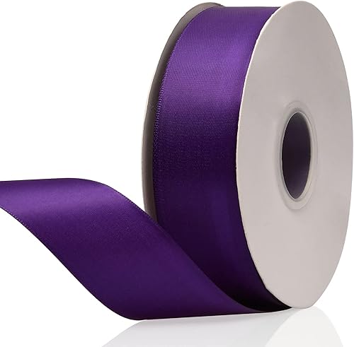 1-12" x 50 Yards Purple Double Faced Satin Ribbon,Solid Color High Density Fabric Ribbon Rolls,Great for Gift Wrapping,Sewing,Crafts,DIY Bows and 1-12" x 50 Yards Purple Double Faced Satin Ribbon,Solid Color High Density Fabric Ribbon Rolls,Great for Gift Wrapping,Sewing,Crafts,DIY Bows and