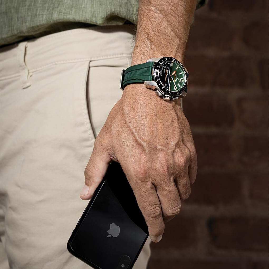 Festina Reloj Inteligente Hombre Híbrido Connected D de Caucho Verde - Analógico Inteligente F23000 - Control Música, Cuenta Pasos, Notifica y Rechaza Llamadas - hasta 10 Días de Batería